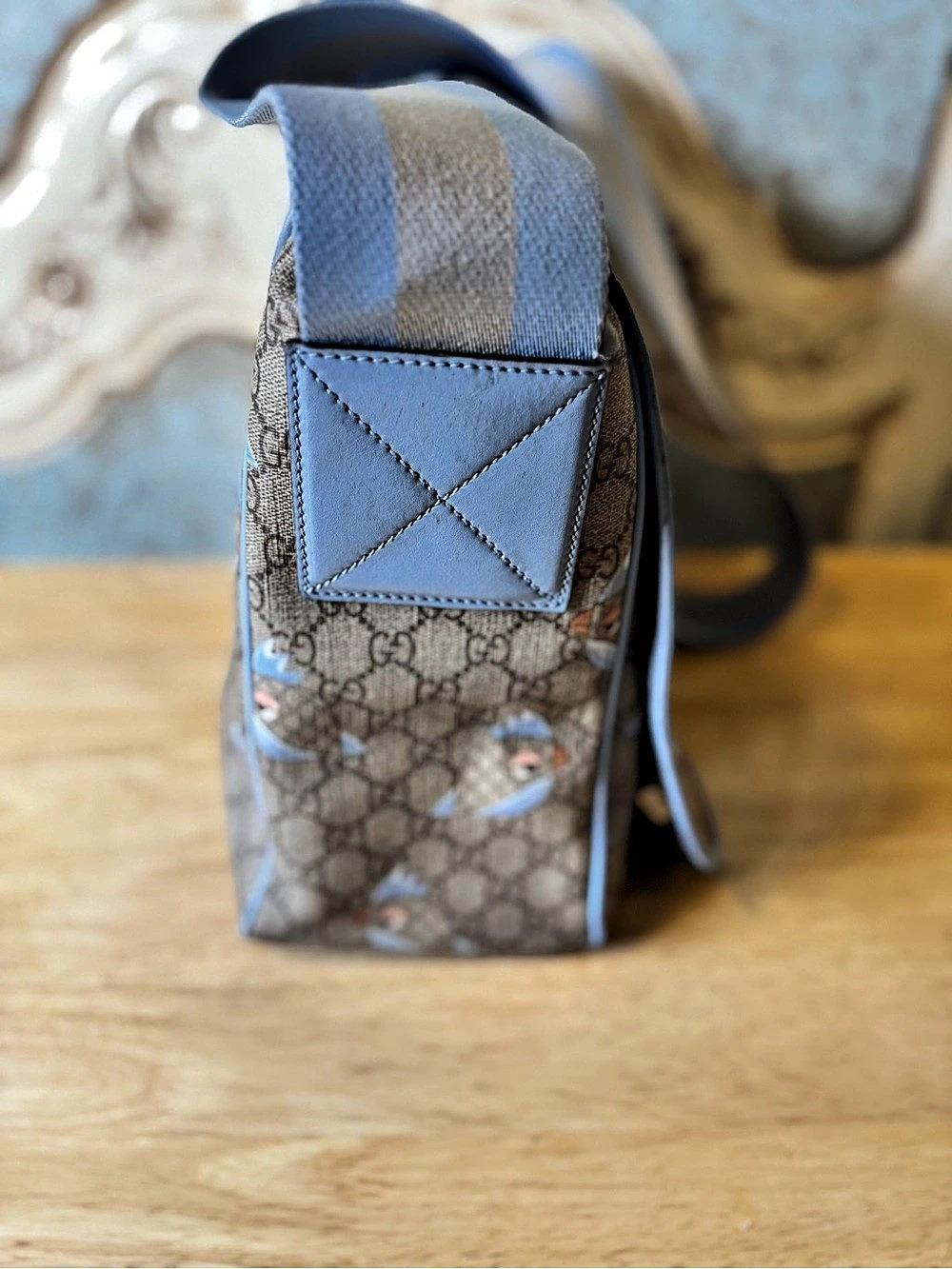 Gucci Tian GG Supreme Small Messenger Bag Brown & Blue - Picture 6 of 14